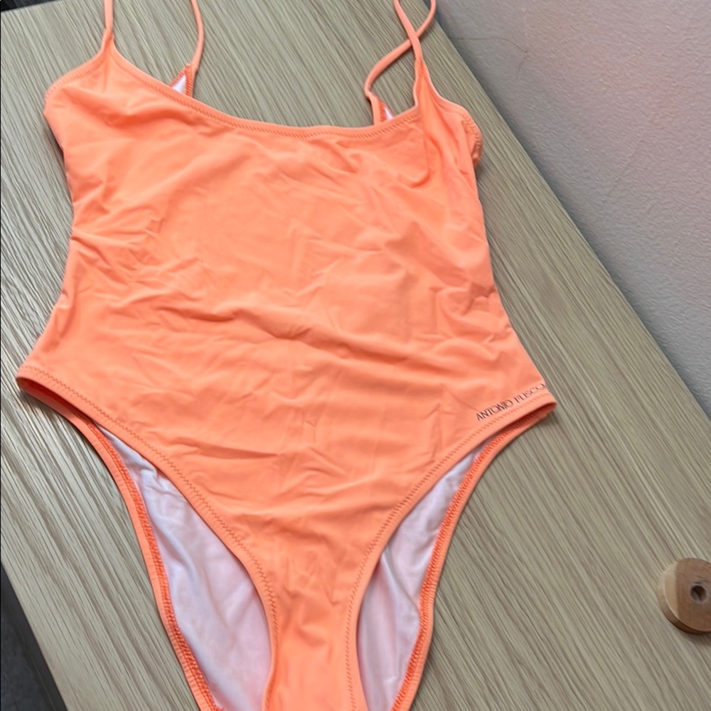 NWT Antonio Fusco Orange One-Piece Swimsuit size 42 Italian/6 USA